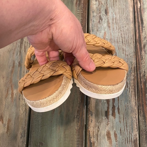 Marc Fisher Jaimee Sandals Slides Flat Espadrilles Braided Leather Tan Size 6 - Picture 6 of 9